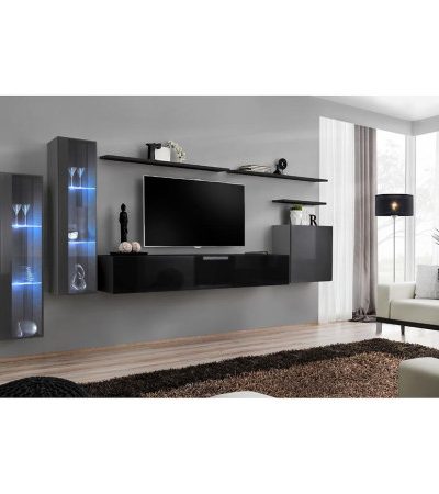 Bútor webáruház Vác Dunakeszi bútorboltok Nappali bútor Switch üveg+LED XI Grafit/Fekete