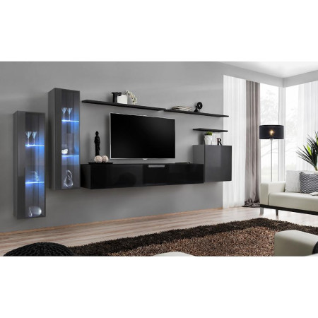 Bútor webáruház Vác Dunakeszi bútorboltok Nappali bútor Switch üveg+LED XI Grafit/Fekete