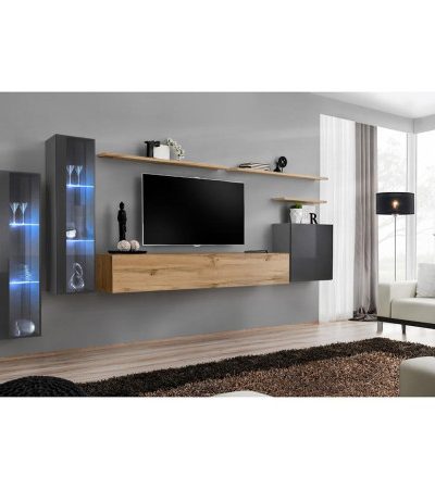 Bútor webáruház Vác Dunakeszi bútorboltok Nappali bútor Switch üveg+LED XI Grafit/Wotan