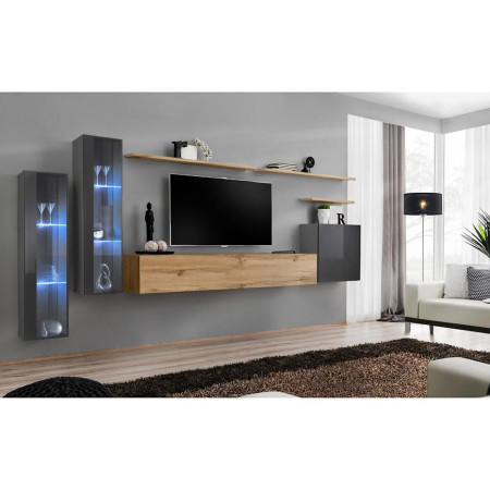 Bútor webáruház Vác Dunakeszi bútorboltok Nappali bútor Switch üveg+LED XI Grafit/Wotan