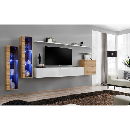 Bútor webáruház Vác Dunakeszi bútorboltok Nappali bútor Switch üveg+LED XI Wotan/fehér