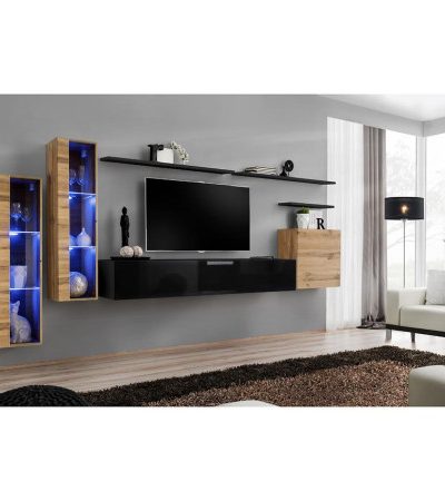 Bútor webáruház Vác Dunakeszi bútorboltok Nappali bútor Switch üveg+LED XI Wotan/Fekete