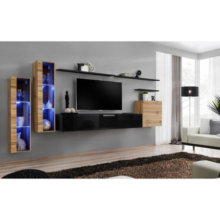 Bútor webáruház Vác Dunakeszi bútorboltok Nappali bútor Switch üveg+LED XI Wotan/Fekete