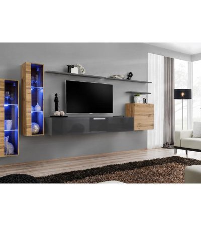 Bútor webáruház Vác Dunakeszi bútorboltok Nappali bútor Switch üveg+LED XI Wotan/Grafit