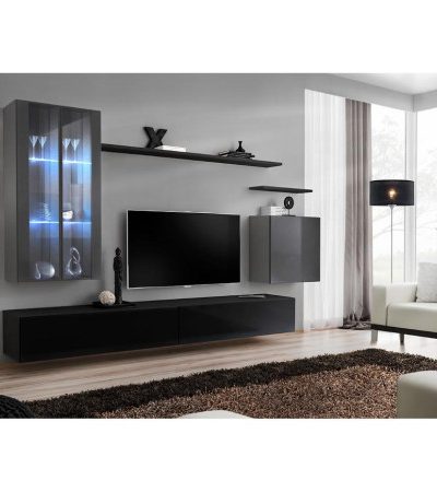 Bútor webáruház Vác Dunakeszi bútorboltok Nappali bútor Switch üveg+LED XII Grafit/Fekete
