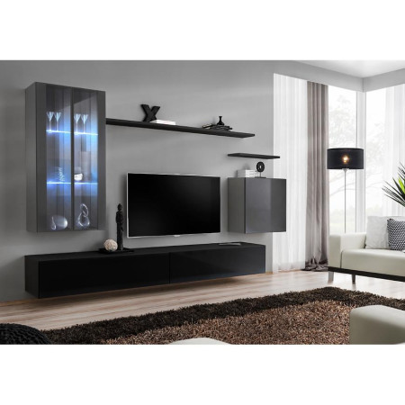 Bútor webáruház Vác Dunakeszi bútorboltok Nappali bútor Switch üveg+LED XII Grafit/Fekete