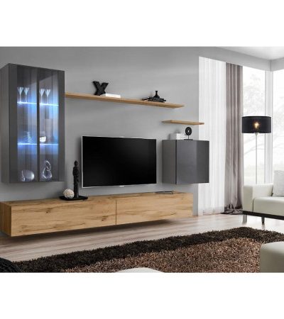 Bútor webáruház Vác Dunakeszi bútorboltok Nappali bútor Switch üveg+LED XII Grafit/Wotan