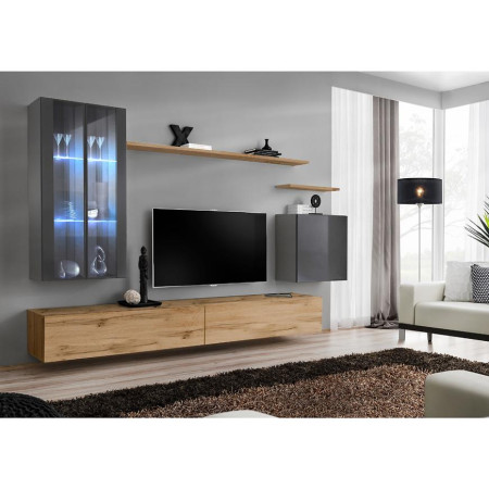 Bútor webáruház Vác Dunakeszi bútorboltok Nappali bútor Switch üveg+LED XII Grafit/Wotan