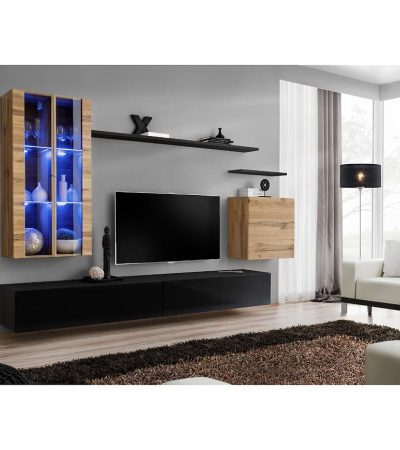Bútor webáruház Vác Dunakeszi bútorboltok Nappali bútor Switch üveg+LED XII Wotan/Fekete
