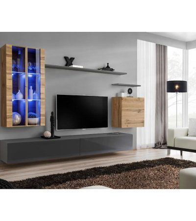Bútor webáruház Vác Dunakeszi bútorboltok Nappali bútor Switch üveg+LED XII Wotan/Grafit