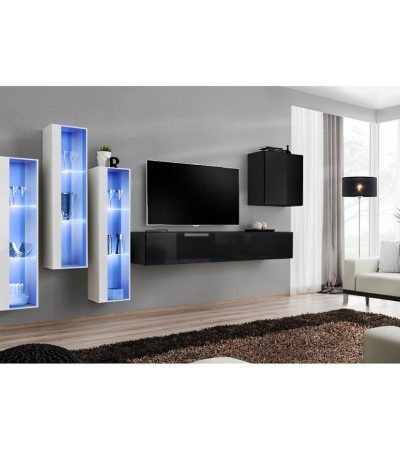 Bútor webáruház Vác Dunakeszi bútorboltok Nappali bútor Switch üveg+LED XIII fehér/Fekete