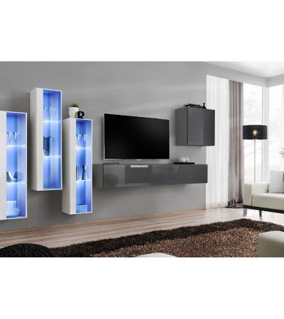 Bútor webáruház Vác Dunakeszi bútorboltok Nappali bútor Switch üveg+LED XIII fehér/Grafit