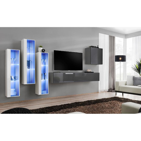 Bútor webáruház Vác Dunakeszi bútorboltok Nappali bútor Switch üveg+LED XIII fehér/Grafit