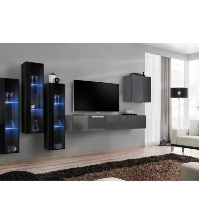 Bútor webáruház Vác Dunakeszi bútorboltok Nappali bútor Switch üveg+LED XIII Fekete/Grafit