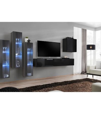 Bútor webáruház Vác Dunakeszi bútorboltok Nappali bútor Switch üveg+LED XIII Grafit/Fekete