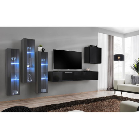 Bútor webáruház Vác Dunakeszi bútorboltok Nappali bútor Switch üveg+LED XIII Grafit/Fekete