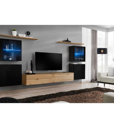 Bútor webáruház Vác Dunakeszi bútorboltok Nappali bútor Switch üveg+LED XIV Fekete/Wotan