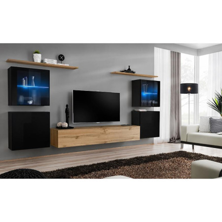 Bútor webáruház Vác Dunakeszi bútorboltok Nappali bútor Switch üveg+LED XIV Fekete/Wotan