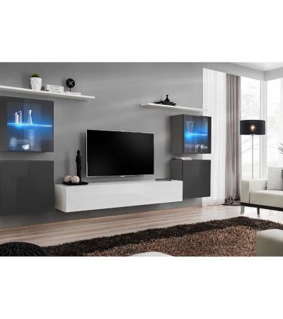 Bútor webáruház Vác Dunakeszi bútorboltok Nappali bútor Switch üveg+LED XIV Grafit/fehér