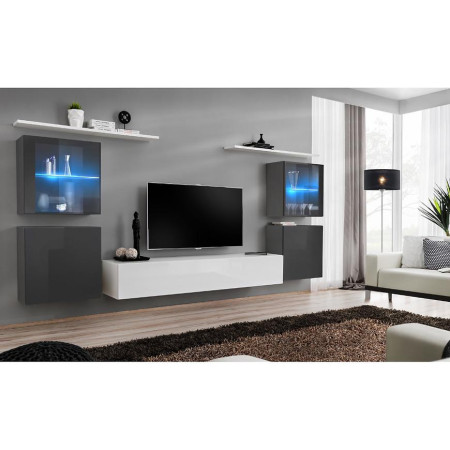 Bútor webáruház Vác Dunakeszi bútorboltok Nappali bútor Switch üveg+LED XIV Grafit/fehér