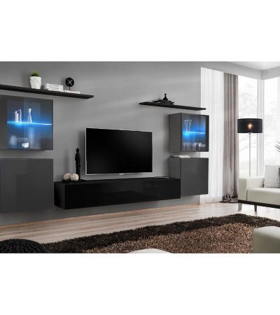 Bútor webáruház Vác Dunakeszi bútorboltok Nappali bútor Switch üveg+LED XIV Grafit/Fekete