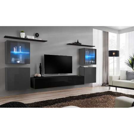 Bútor webáruház Vác Dunakeszi bútorboltok Nappali bútor Switch üveg+LED XIV Grafit/Fekete