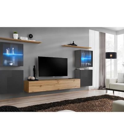 Bútor webáruház Vác Dunakeszi bútorboltok Nappali bútor Switch üveg+LED XIV Grafit/Wotan