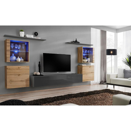 Bútor webáruház Vác Dunakeszi bútorboltok Nappali bútor Switch üveg+LED XIV Wotan/Grafit