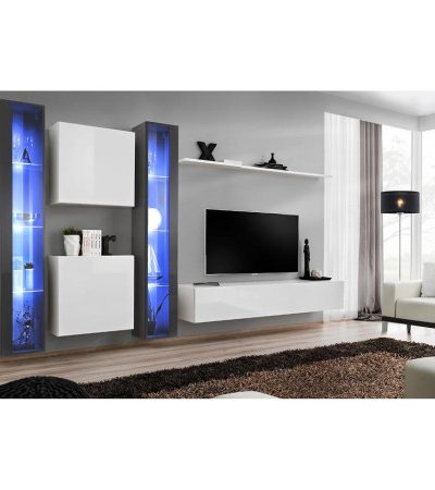 Bútor webáruház Vác Dunakeszi bútorboltok Nappali bútor Switch XVI üveg +LED Grafit/fehér