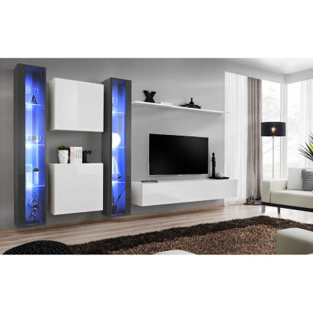 Bútor webáruház Vác Dunakeszi bútorboltok Nappali bútor Switch XVI üveg +LED Grafit/fehér
