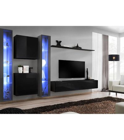Bútor webáruház Vác Dunakeszi bútorboltok Nappali bútor Switch XVI üveg +LED Grafit/fekete