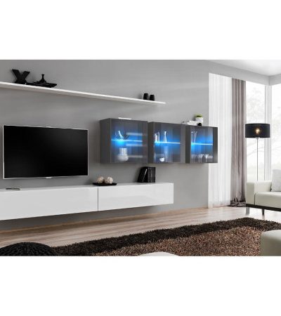 Bútor webáruház Vác Dunakeszi bútorboltok Nappali bútor Switch XVII üveg +LED fehér/Grafit