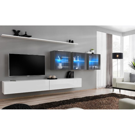 Bútor webáruház Vác Dunakeszi bútorboltok Nappali bútor Switch XVII üveg +LED fehér/Grafit
