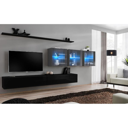 Bútor webáruház Vác Dunakeszi bútorboltok Nappali bútor Switch XVII üveg +LED fekete/Grafit