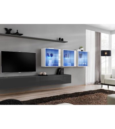 Bútor webáruház Vác Dunakeszi bútorboltok Nappali bútor Switch XVII üveg +LED Grafit/fehér