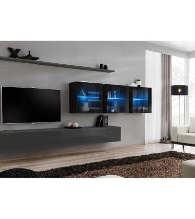 Bútor webáruház Vác Dunakeszi bútorboltok Nappali bútor Switch XVII üveg +LED Grafit/fekete