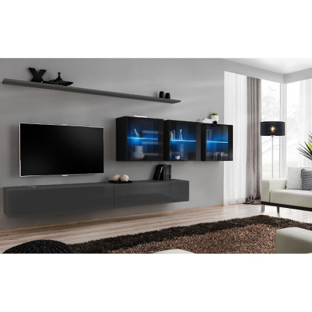 Bútor webáruház Vác Dunakeszi bútorboltok Nappali bútor Switch XVII üveg +LED Grafit/fekete