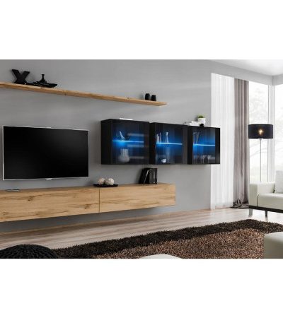 Bútor webáruház Vác Dunakeszi bútorboltok Nappali bútor Switch XVII üveg +LED Wotan/fekete