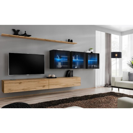 Bútor webáruház Vác Dunakeszi bútorboltok Nappali bútor Switch XVII üveg +LED Wotan/fekete