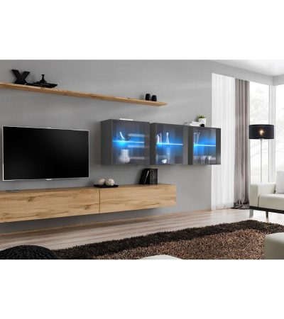 Bútor webáruház Vác Dunakeszi bútorboltok Nappali bútor Switch XVII üveg +LED Wotan/Grafit
