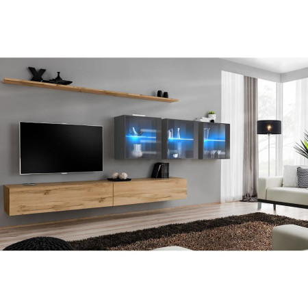Bútor webáruház Vác Dunakeszi bútorboltok Nappali bútor Switch XVII üveg +LED Wotan/Grafit