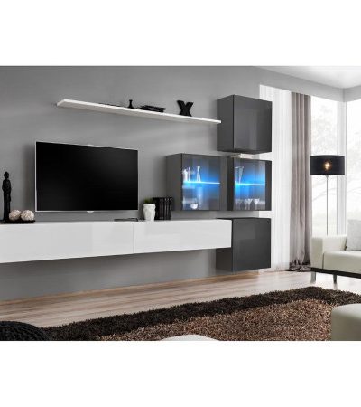 Bútor webáruház Vác Dunakeszi bútorboltok Nappali bútor Switch XVIII üveg +LED  fehér/Grafit