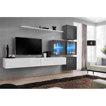 Bútor webáruház Vác Dunakeszi bútorboltok Nappali bútor Switch XVIII üveg +LED  fehér/Grafit
