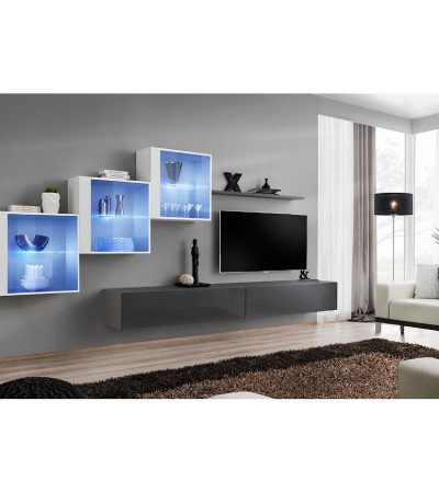 Bútor webáruház Vác Dunakeszi bútorboltok Nappali bútor Switch XVIII üveg +LED fehér/Grafit