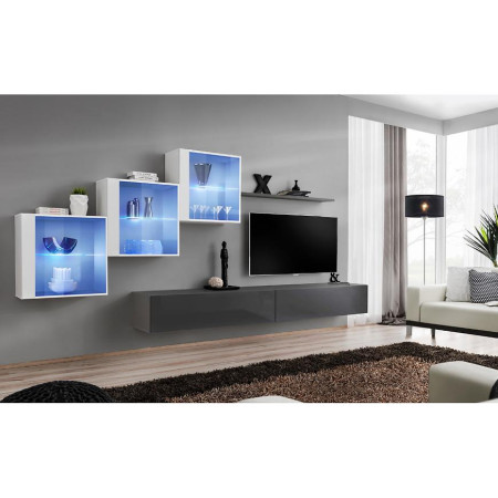 Bútor webáruház Vác Dunakeszi bútorboltok Nappali bútor Switch XVIII üveg +LED fehér/Grafit