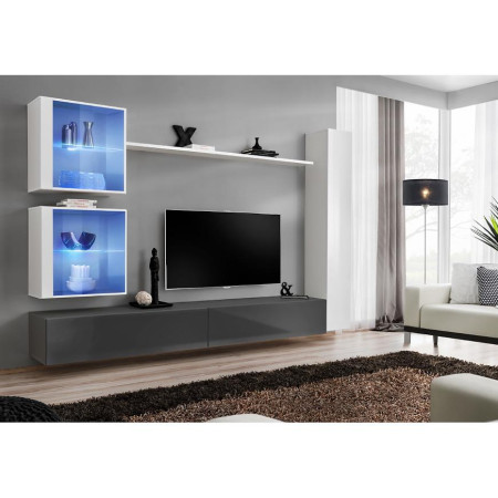 Bútor webáruház Vác Dunakeszi bútorboltok Nappali bútor Switch XVIII üveg +LED  fehér/Grafit