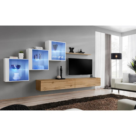 Bútor webáruház Vác Dunakeszi bútorboltok Nappali bútor Switch XVIII üveg +LED fehér/Wotan
