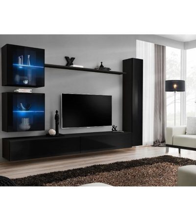 Bútor webáruház Vác Dunakeszi bútorboltok Nappali bútor Switch XVIII üveg +LED  fekete