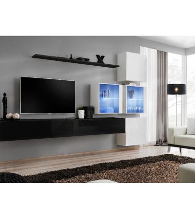 Bútor webáruház Vác Dunakeszi bútorboltok Nappali bútor Switch XVIII üveg +LED  fekete/fehér