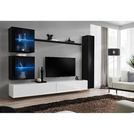 Bútor webáruház Vác Dunakeszi bútorboltok Nappali bútor Switch XVIII üveg +LED  fekete/fehér